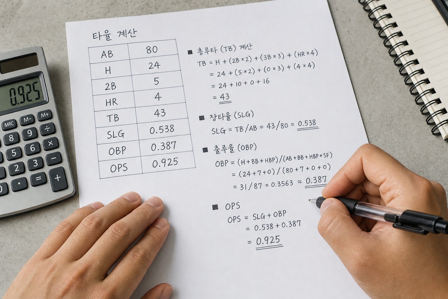 퓨처스리그 타자 OPS SLG 계산 및 활용 사례